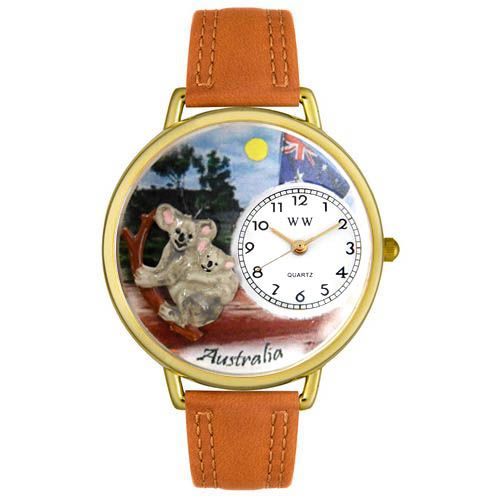 Whimsical Watches Australia Tan Leather And Goldtone Watch #G1420001