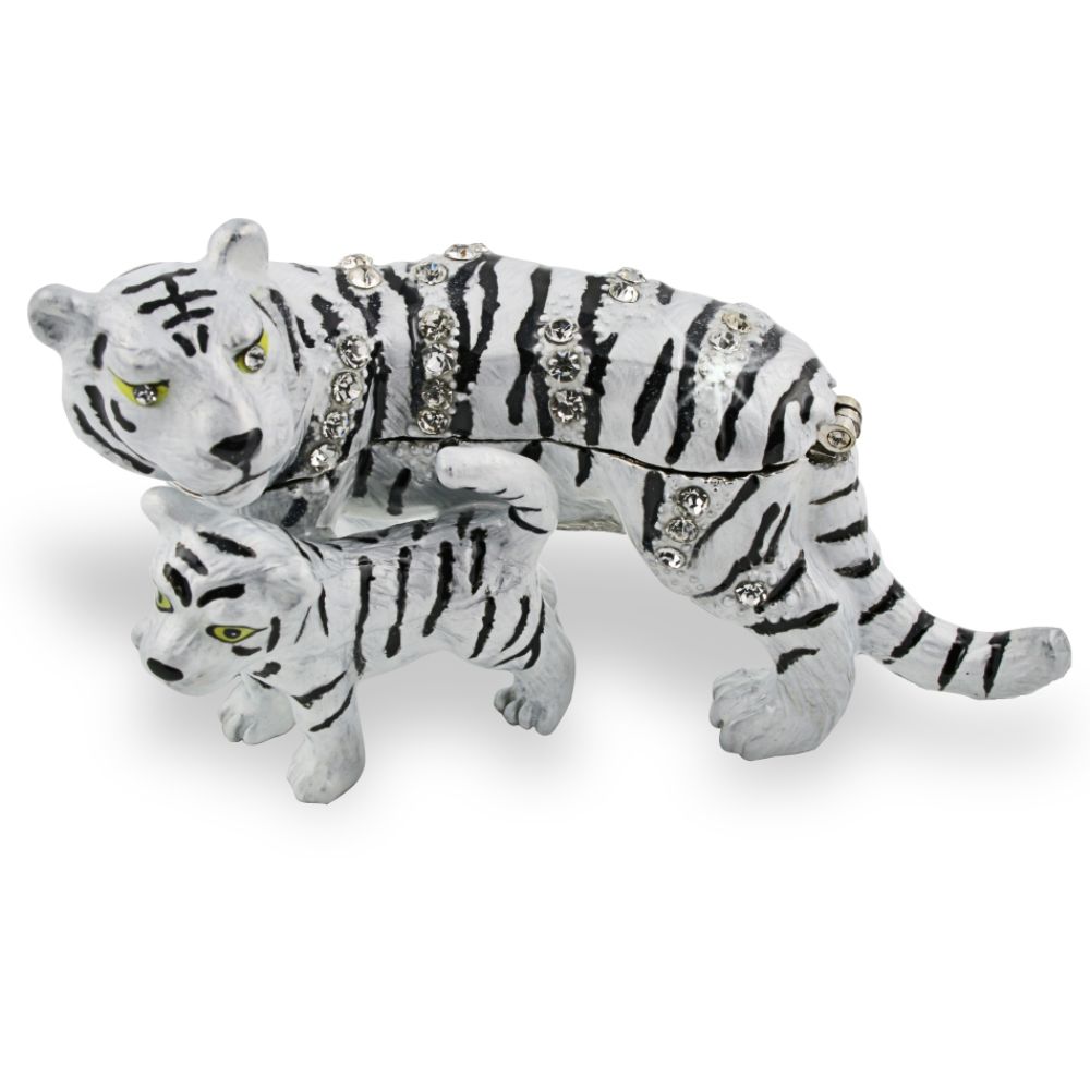 Objet d'art 'Panthera Tigris' White Tiger Trinket Box at Kmart.com