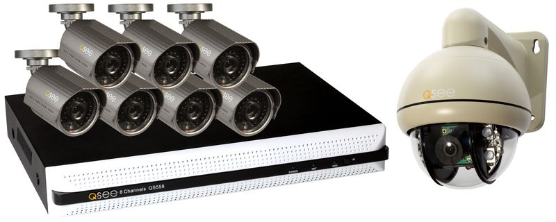 Q-See QS558-893-1 8 Channel Full D1 DVR, 7 High-Resolution Cameras, 1 Pan-Tilt Camera, and Pre-installed 1TB Hard Drive