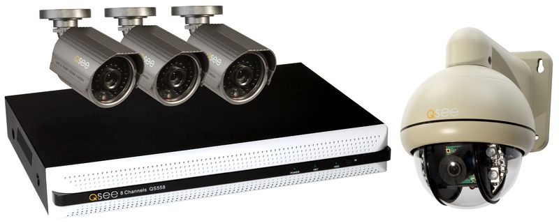 Q-See QS558-493-1 8 Channel Full D1 DVR, 3 High-Resolution Cameras, 1 Pan-Tilt Camera, and Pre-installed 1TB Hard Drive