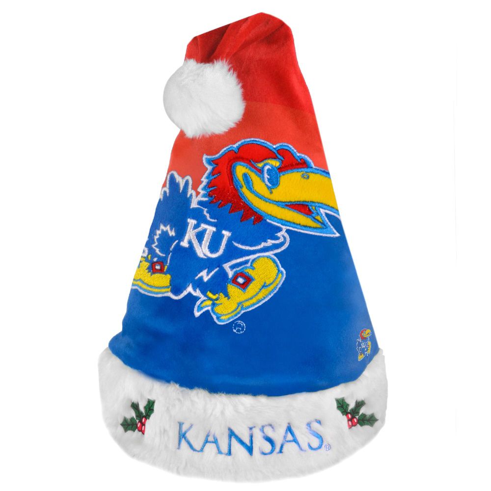 Forever Collectibles Kansas Jayhawks Colorblock Santa Hat