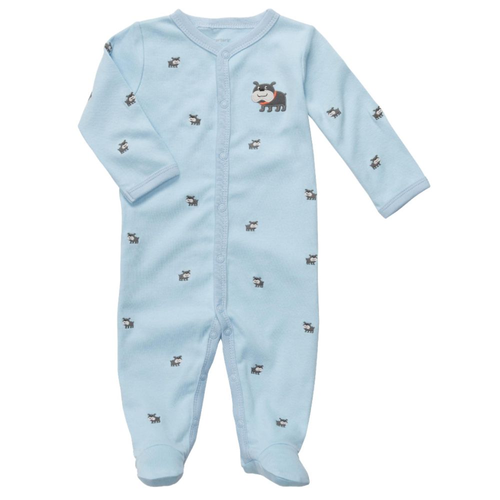 Carters&nbsp; Newborn Boy’s Bodysuit Long Sleeve Footed Dog Blue