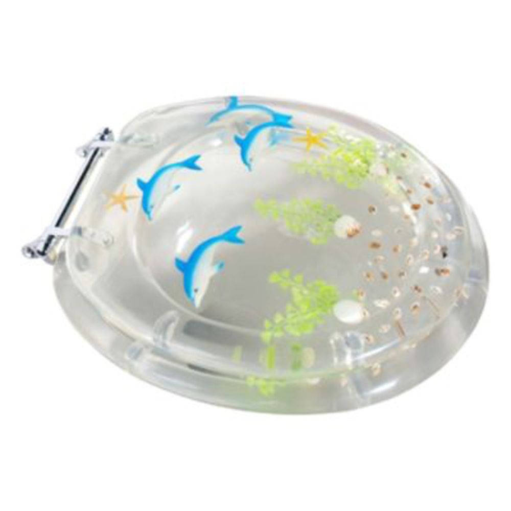 Exquisite Toilet Seat Round Clear Resin with Dolphin Design
