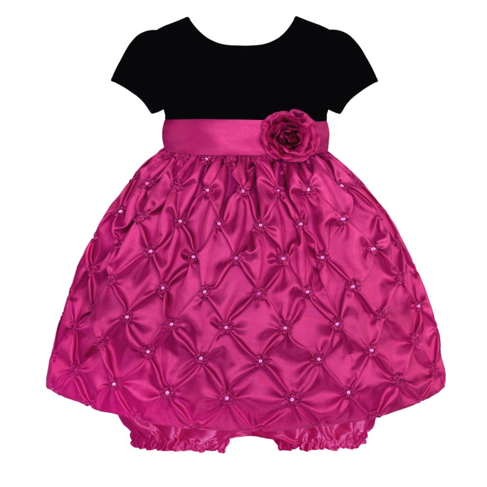 American Princess Infant and Toddler Girl s Dress Black Velvet/Pink Bubble Skirt
