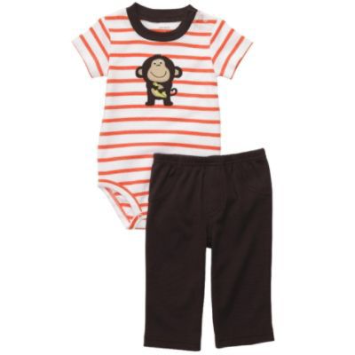 Carters&nbsp; Newborn Boy’s Set 2-Piece Bodysuit Pants Monkey Brown