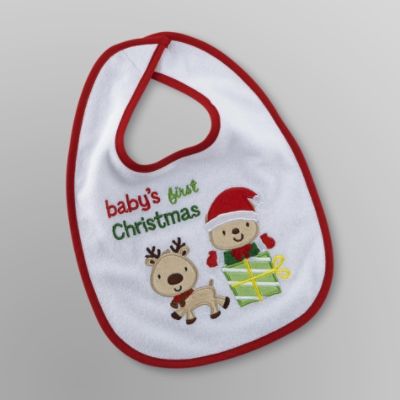 Little Wonders Baby's First Christmas Bib - Reindeer & Bear