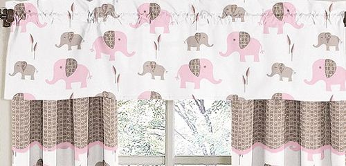 Sweet Jojo Designs Elephant Pink Collection Window Valance