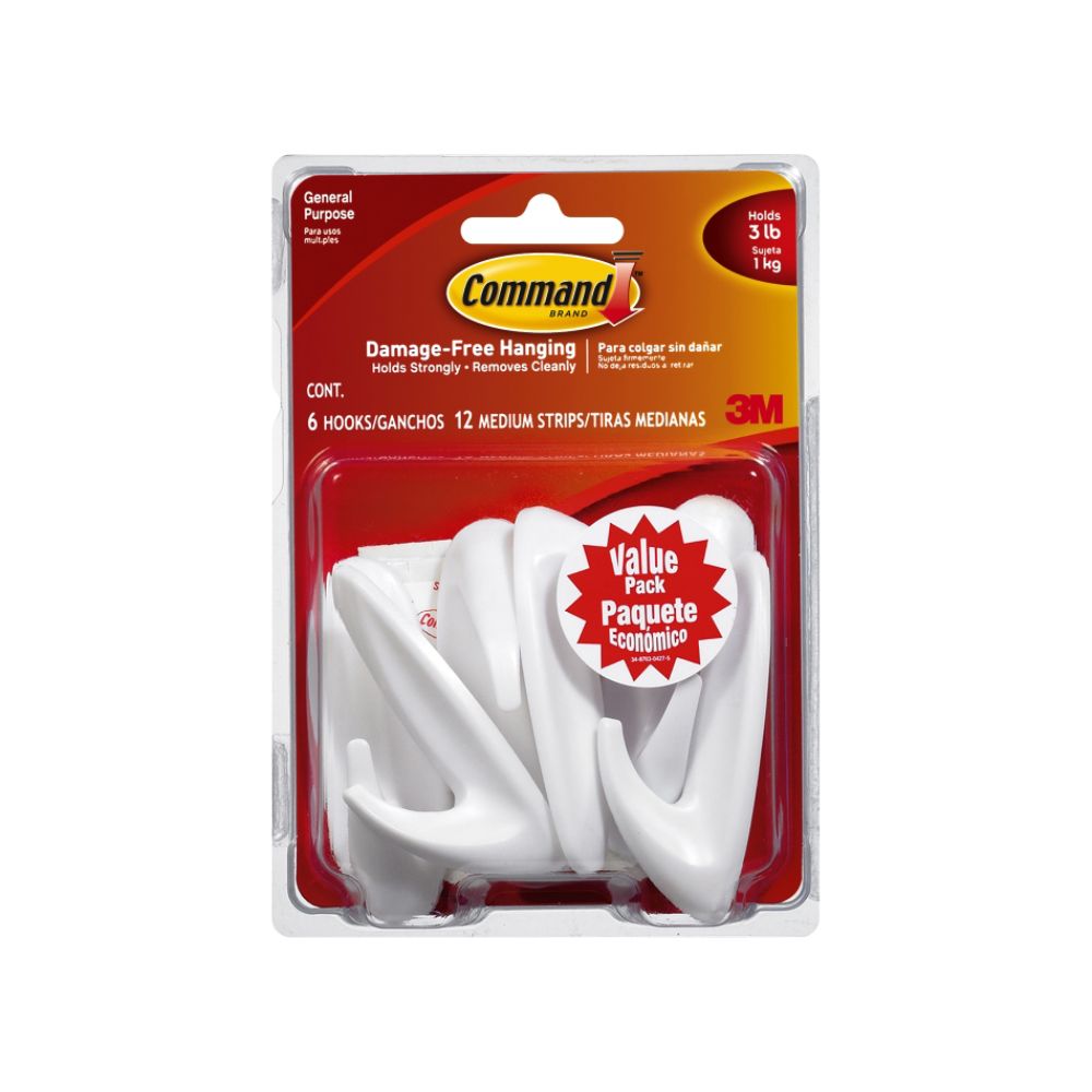 CommandTM Medium Designer Hooks Value Pack - White