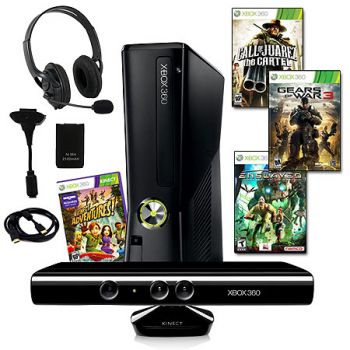 Microsoft XBOX 360 Slim 4GB Kinect Action Bundle with 4 Games and More