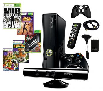 Microsoft XBOX 360 Slim 4GB Kinect Bundle with 5 Games and Accessories
