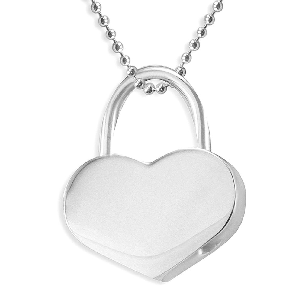 West Coast Jewelry Stainless Steel Heart Shaped Spring Lock Necklace