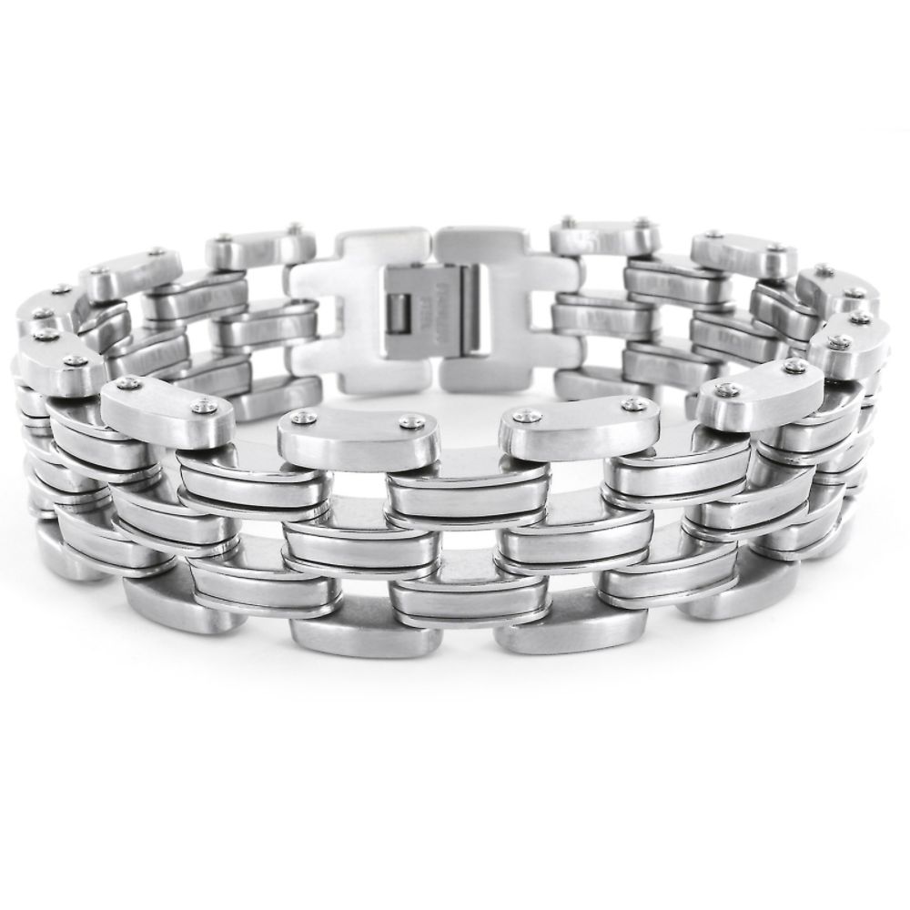 West Coast Jewelry Men's Stainelss Steel Wide Link Bracelet