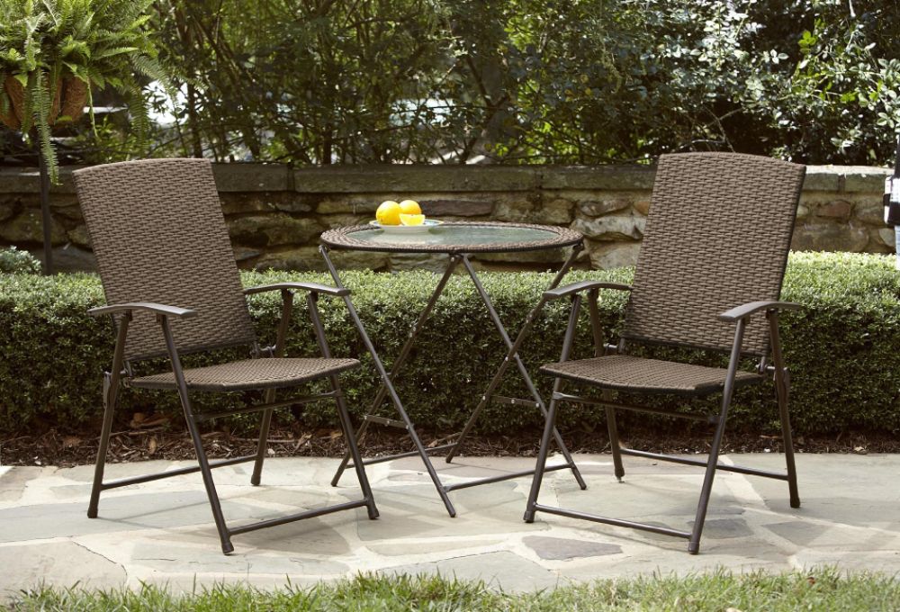 28in Wicker Folding Table - Light Option