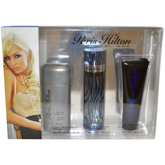 Paris Hilton by Paris Hilton for Men - 3 Pc Gift Set 3.4oz Cologne Spray, 3oz Hair & Body Wash, 2.75oz Deodorant Stick