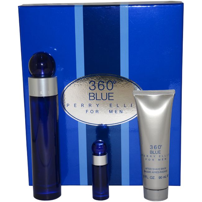 360 Blue by Perry Ellis for Men - 3 Pc Gift Set 3.4oz EDT Spray, 3oz After Shave Balm, 0.25oz EDT Spray