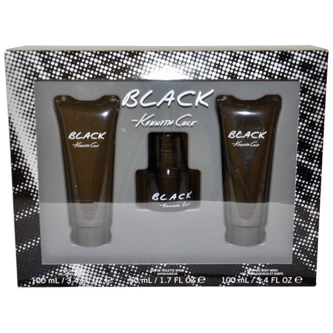 Kenneth Cole Black by Kenneth Cole for Men - 3 Pc Gift Set 1.7oz EDT Spray, 3.4oz After Shave Gel, 3.4oz Hair & Body Wash