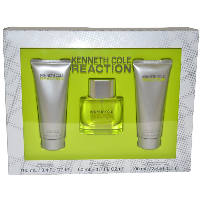 Kenneth Cole Reaction by Kenneth Cole for Men - 3 Pc Gift Set 1.7oz EDT Spray,3.4oz After Shave Gel,3.4oz Hair & Body Wash