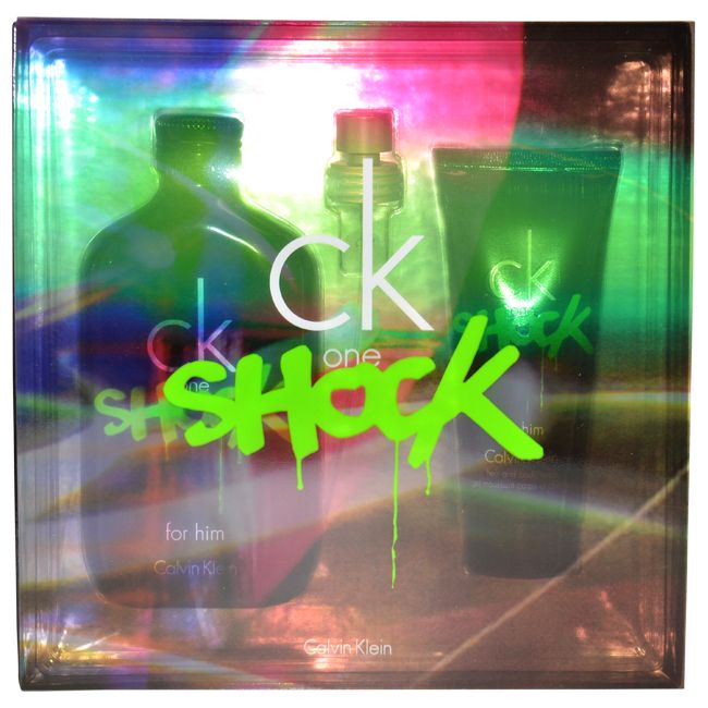 CK One Shock For Him by Calvin Klein for Men - 2 Pc Gift Set 6.7oz EDT Spray, 3.4oz Hair and Body Wash