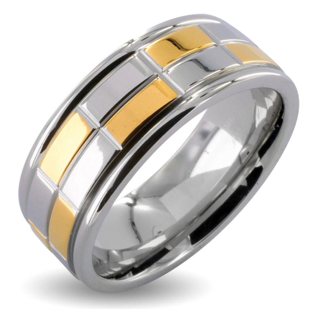 West Coast Jewelry Stainless Steel Silver Men's Goldplated Checker Wedding Band at Kmart.com