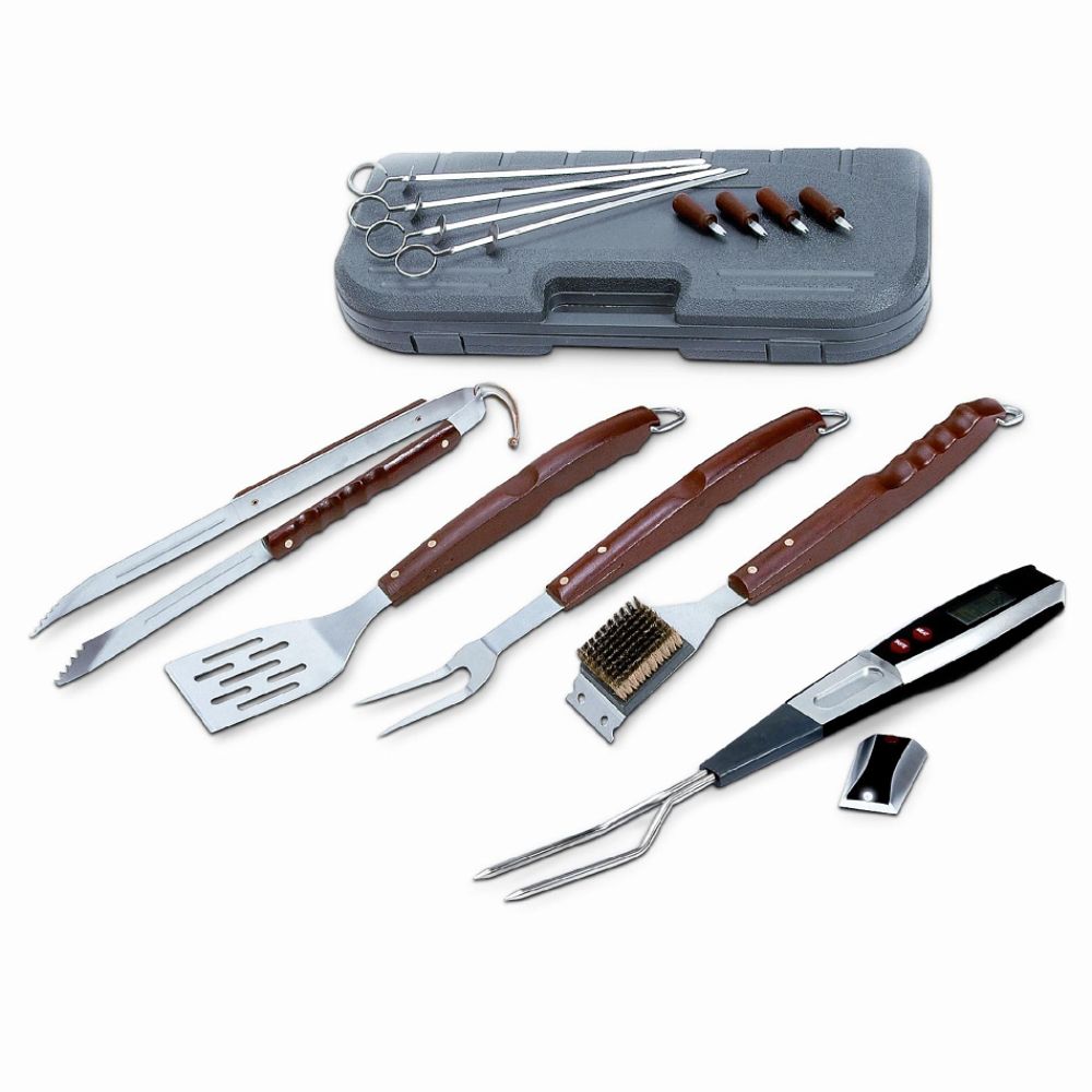 Kenmore 17-Piece Barbecue Set with Digital Fork Thermometer Brown