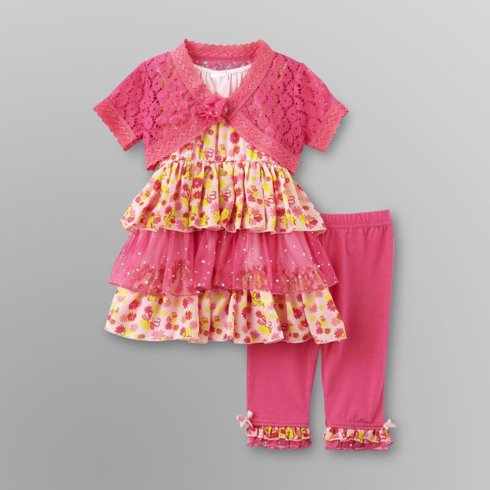 WonderKids Infant & Toddler Girl's Dress, Shrug & Leggings - Floral
