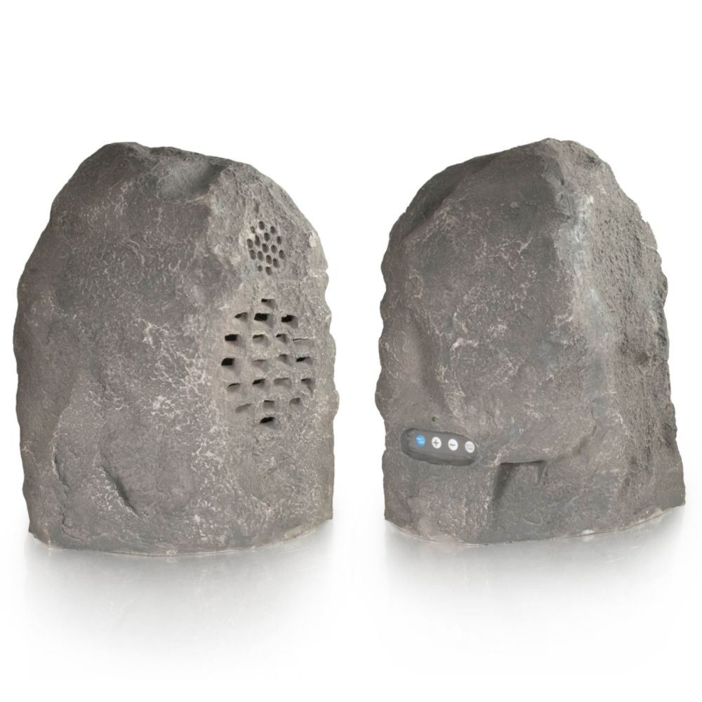 C2G Granite Wireless Rock Speaker Bundle with Dual Power Transmitter -Grey