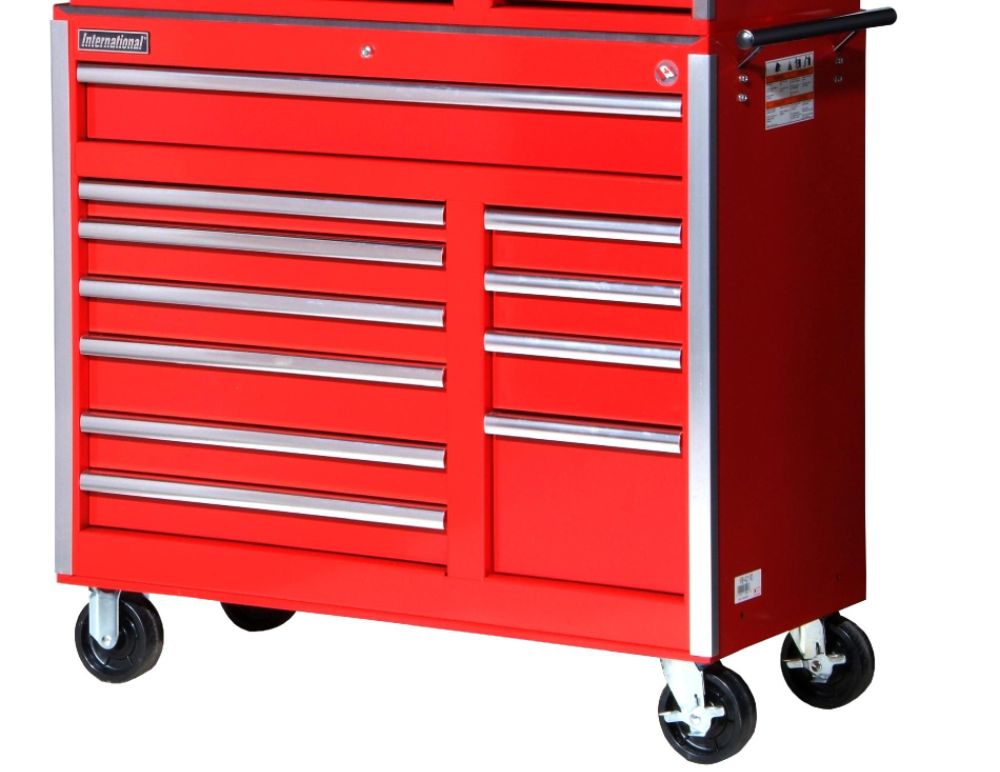 International&nbsp; 42'' 11-Drawer Ball Bearing Slides Roller Cabinet Red