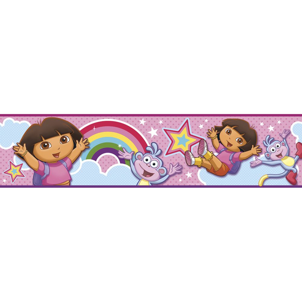 Blue Mountain Dora Rainbow 5" Self Stick Border Clam Shell