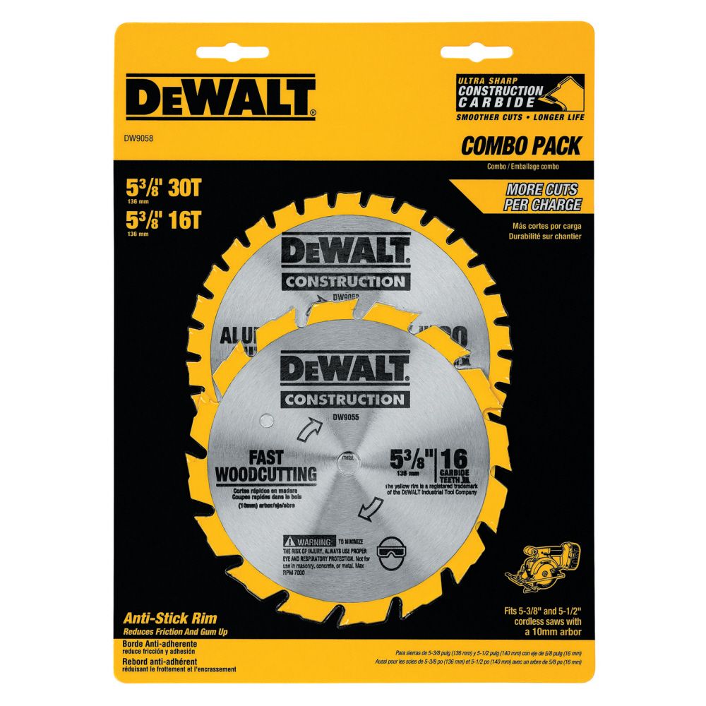 DeWalt 5-3/8 In. Circular Saw Blade Construction Combo Pack (16-Tooth, 30-Tooth) at Sears.com