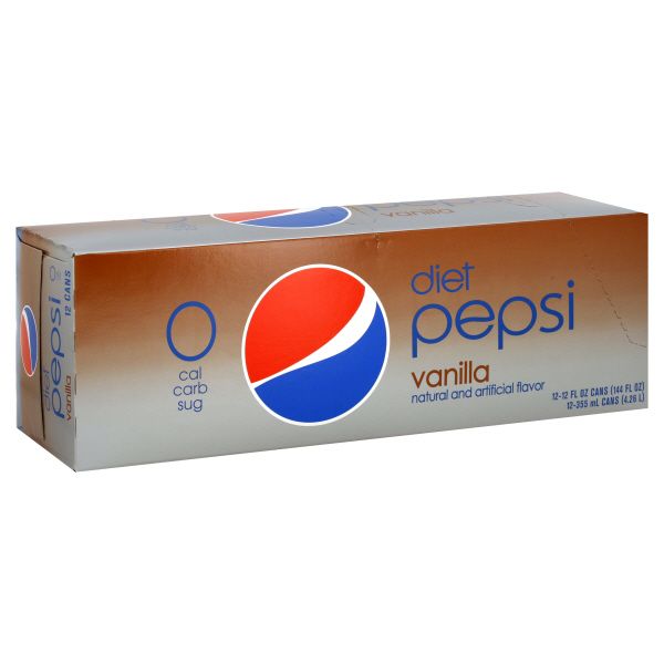 Diet Vanilla Pepsi Pepsi Cola, Diet, Vanilla, 12 - 12 fl oz (355 ml) cans [144 fl oz (4.26 lt)] at Kmart.com