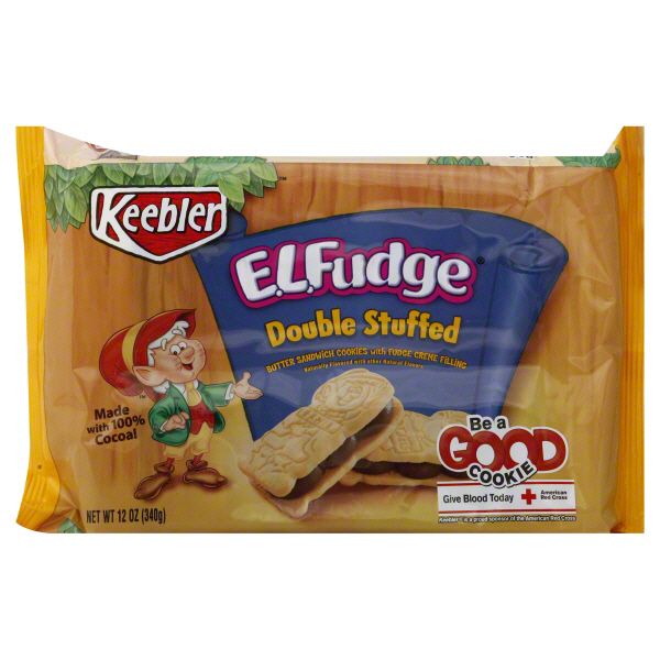 Keebler Sandwich Cookies, Butter, With Fudge Creme Filling, Double