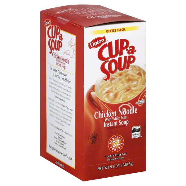 Lipton Cup-a-Soup Soup Mix, Instant, Chicken Noodle, with White Meat, Office Pack, 22 pouches [9.9 oz (280.5 g)]