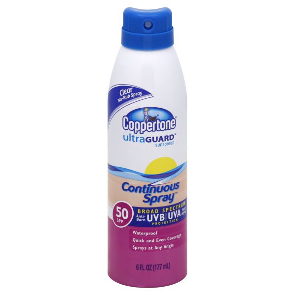Coppertone UltraGuard Sunscreen, Continuous Spray, SPF 50, 6 fl oz (177 ml) at Kmart.com