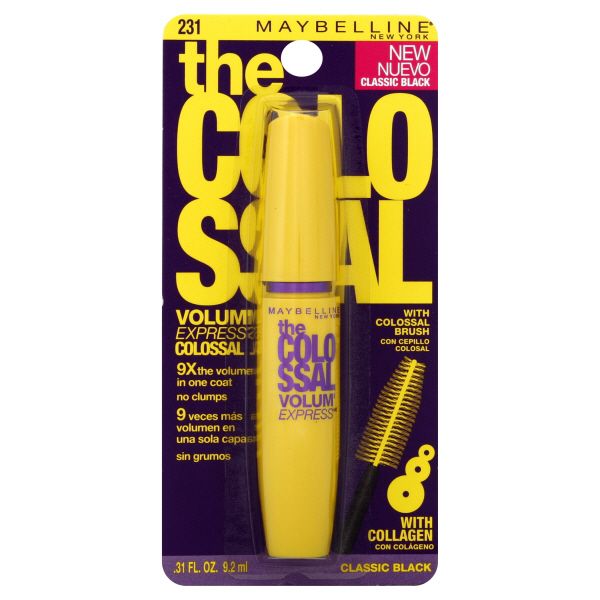 Maybelline New York The Colossal Volum' Express Mascara, Classic Black 231, 0.31 fl oz (9.2 ml)