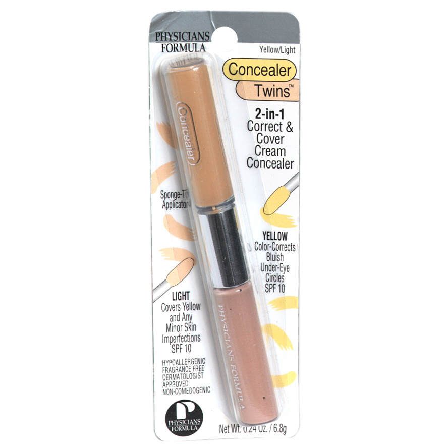 Physicians Formula Concealer Twins 2-In-1 Correct & Cover Cream Concealer, Yellow/Light, .24 oz (6.8 g) at Kmart.com