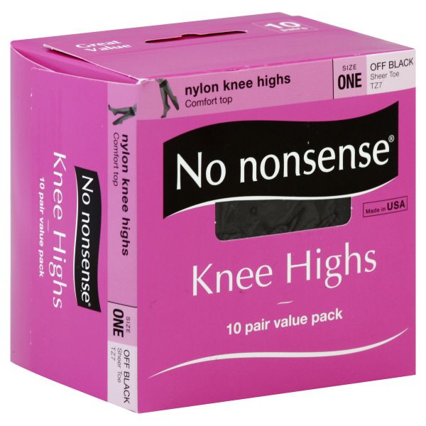 No Nonsense Knee Highs, Nylon, Sheer Toe, Size One, Off Black, 10 pair at Kmart.com