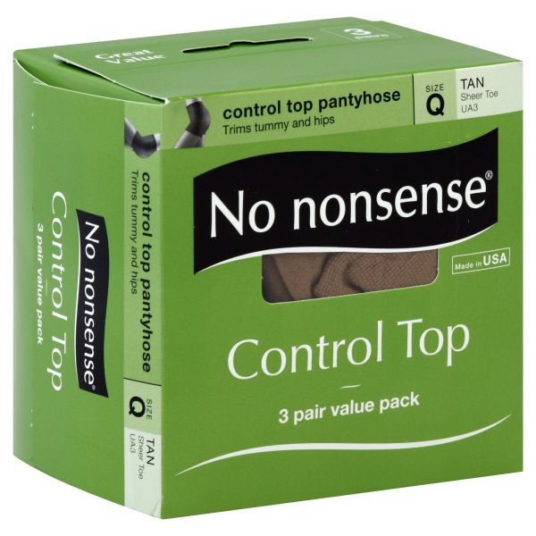 No Nonsense Pantyhose, Control Top, Sheer Toe, Size Q, Tan, 3 pair at Kmart.com