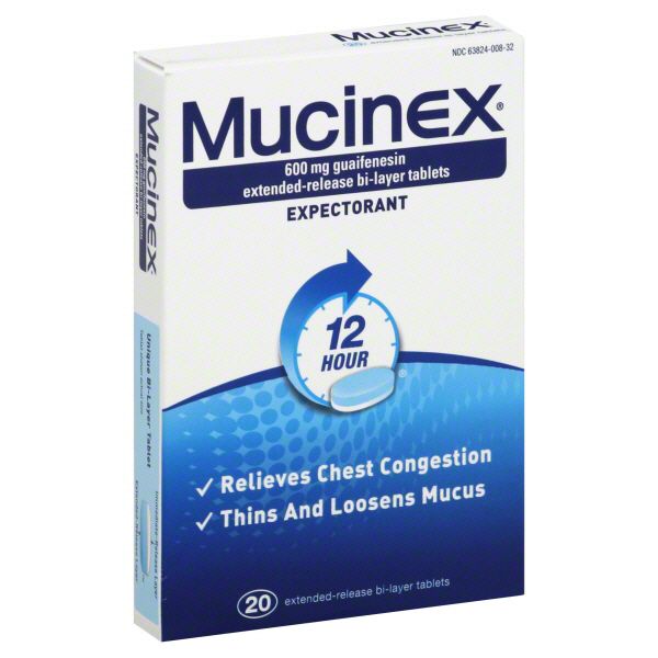 Mucinex Expectorant, 12 Hour, 600 mg, Extended-Release Bi-Layer Tablets, 20 tablets at Kmart.com
