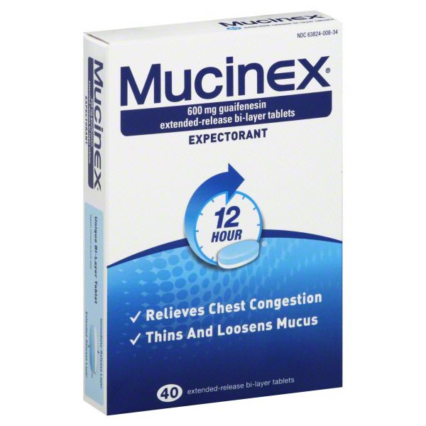 Mucinex Expectorant, 12 Hour, 600 mg, Extended-Release Bi-Layer Tablets, 40 tablets at Kmart.com