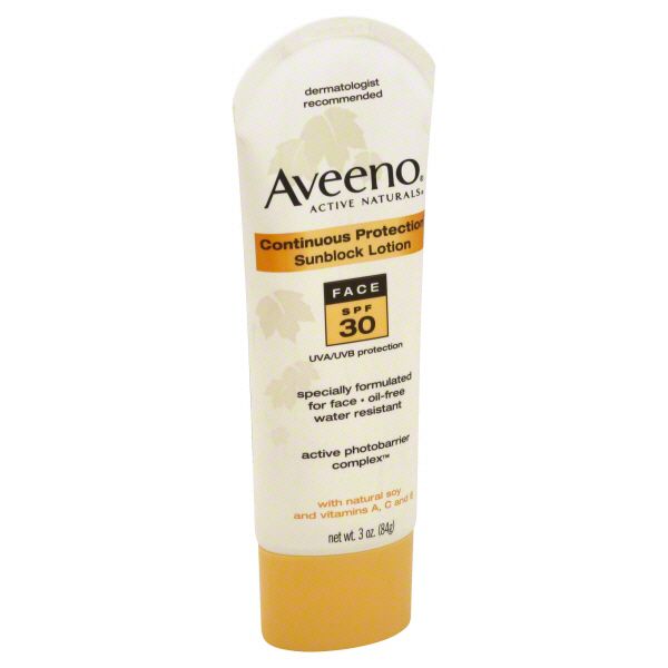 Aveeno Active Naturals Sunblock Lotion, Continuous Protection, Face, SPF 30, 3 oz (84 g) at Kmart.com