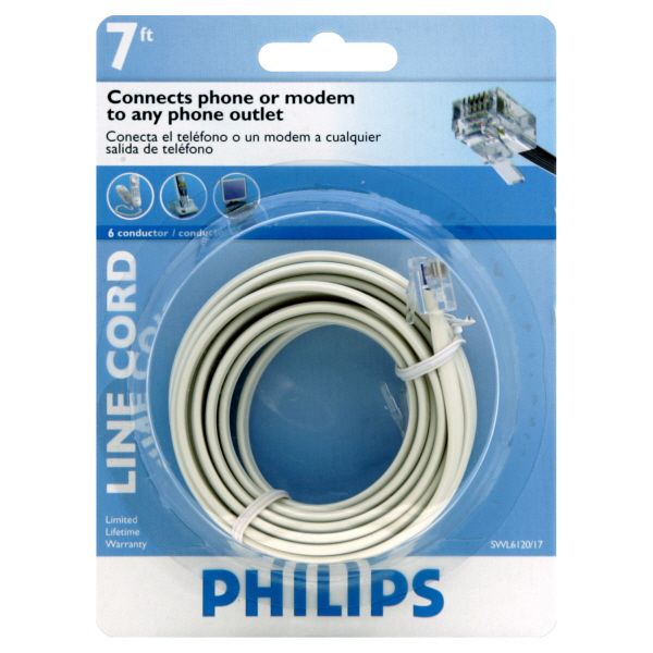 Philips Line Cord, 7 Ft, Almond, 1 cord