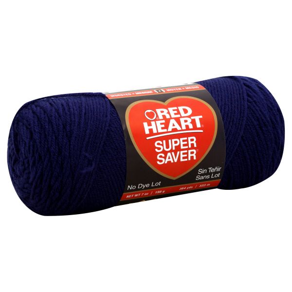Coats & Clark Yarn Super Saver Yarn, Soft Navy 0387, Medium 4, 1 skein [7 oz (198 g]