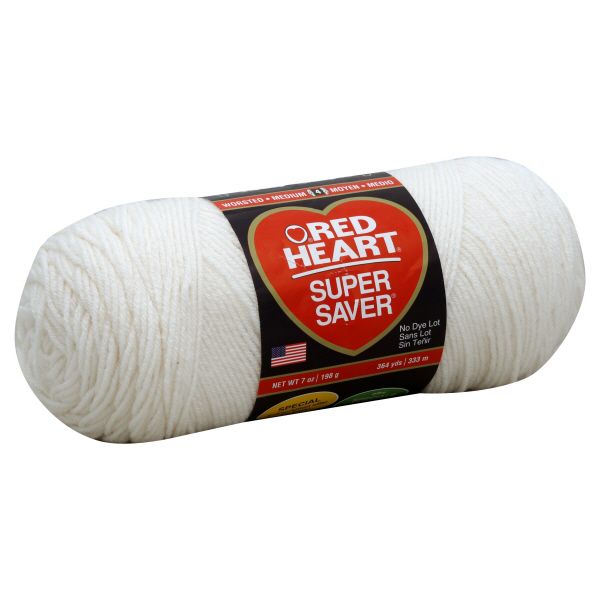 Coats & Clark Yarn Super Saver Yarn, Soft White 0316, Medium 4, 1 skein [7 oz (198 g]