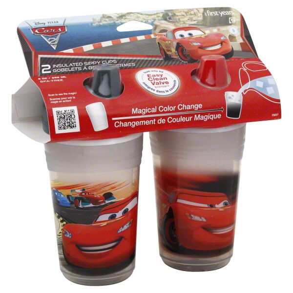 The First Years Sippy Cups, Insulated, Disney Pixar Cars 2, 9 oz, 9M+, 2 cups