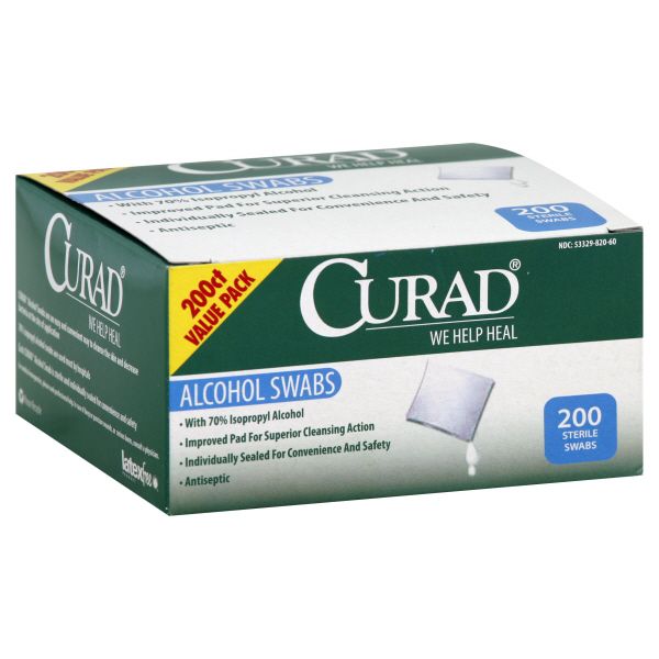 Curad Alcohol Swabs, Value Pack, 200 swabs
