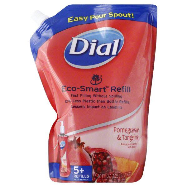 Dial Hand Soap, with Moisturizer, Antibacterial, Pomegranate & Tangerine, Eco-Smart Refill, 40 fl oz (1.25 qt) 1.18 lt refill at Kmart.com