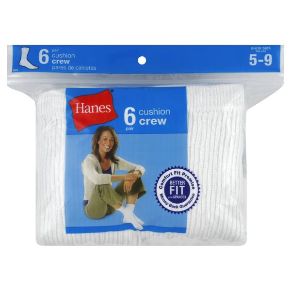 Hanes Her Way Socks, Cushion Crew, Women's, 6 pairs at Kmart.com