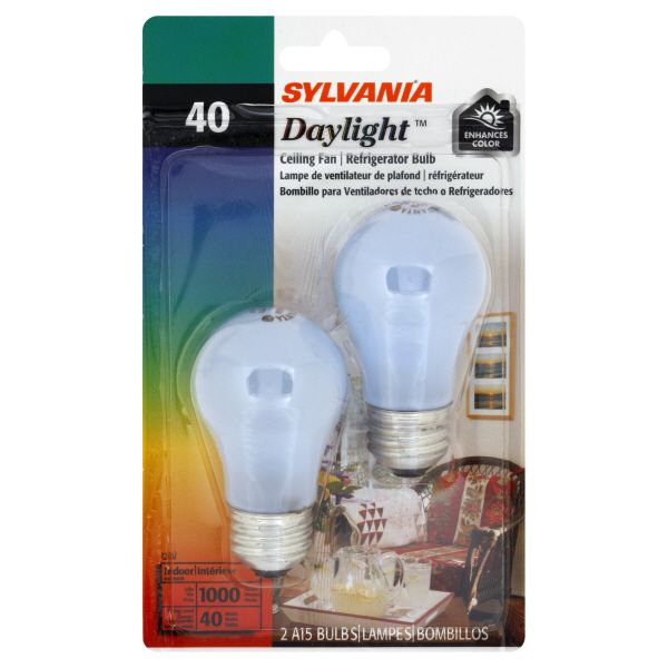 Sylvania Daylight Light Bulbs, Ceiling Fan/Refrigerator, 40 W, 2 bulbs at Kmart.com