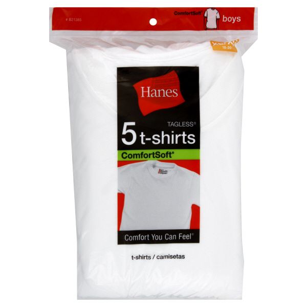 Hanes Tagless ComfortSoft T-Shirts, Boys, XL/18-20, 5 shirts at Kmart.com