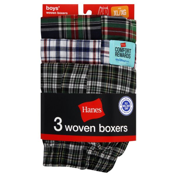 Hanes Boxers, Boys' Woven, Tartan Plaid, XL (18-20), 3 boxers at Kmart.com